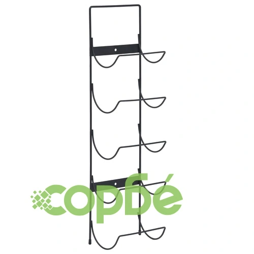 Стойка за вино за 5 бутилки, стенен монтаж, черна, желязо ➤ топ цена ➤ sorbe.bg