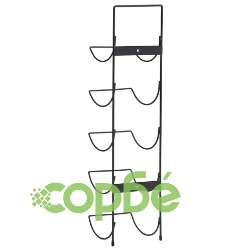 Стойка за вино за 5 бутилки, стенен монтаж, черна, желязо ➤ топ цена ➤ sorbe.bg