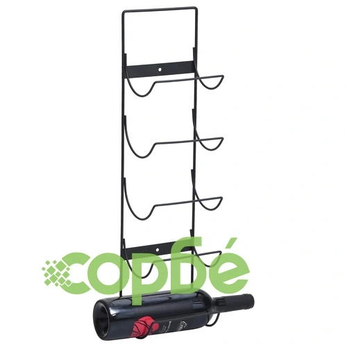 Стойка за вино за 5 бутилки, стенен монтаж, черна, желязо ➤ топ цена ➤ sorbe.bg