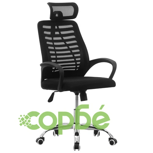 Въртящ се офис стол, черен, мрежест плат ➤ топ цена ➤ sorbe.bg