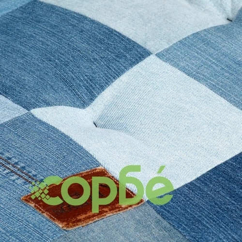 Пуф, квадратен, 100x100x20 см, деним, пачуърк ➤ топ цена ➤ sorbe.bg