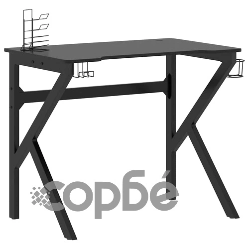Гейминг бюро с K-образни крака, черно, 90x60x75 см ➤ топ цена ➤ sorbe.bg