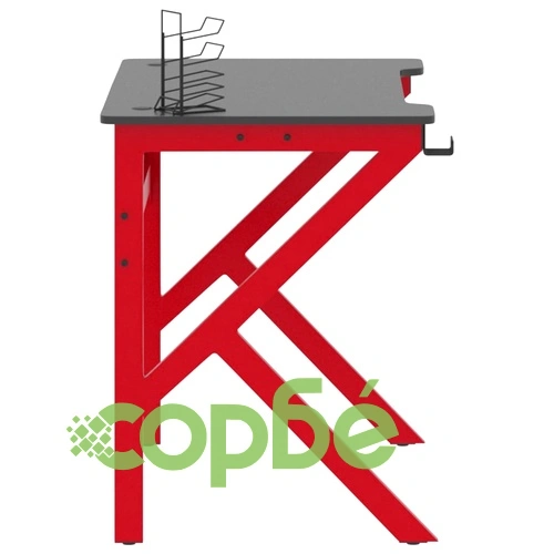 Гейминг бюро с К-образни крака, черно и червено, 90x60x75 см ➤ топ цена ➤ sorbe.bg
