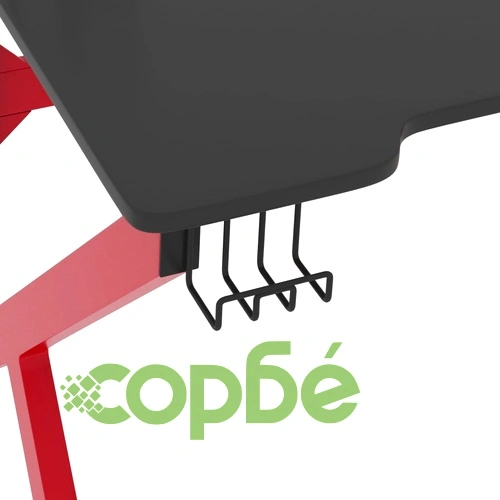 Гейминг бюро с К-образни крака, черно и червено, 90x60x75 см ➤ топ цена ➤ sorbe.bg