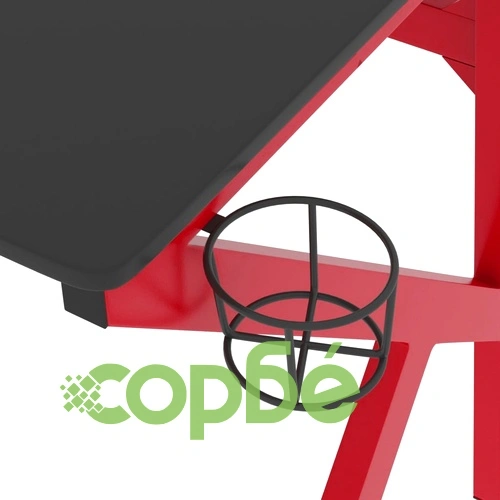 Гейминг бюро с К-образни крака, черно и червено, 90x60x75 см ➤ топ цена ➤ sorbe.bg