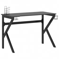 Гейминг бюро с К-образни крака, черно, 110x60x75 см