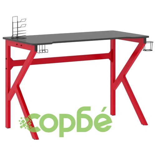 Гейминг бюро с К-образни крака, черно и червено, 110x60x75 см ➤ топ цена ➤ sorbe.bg