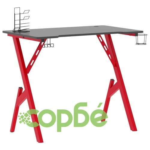Гейминг бюро с Y-образни крака, черно и червено, 90x60x75 см ➤ топ цена ➤ sorbe.bg