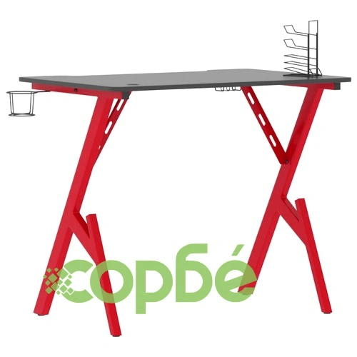 Гейминг бюро с Y-образни крака, черно и червено, 90x60x75 см ➤ топ цена ➤ sorbe.bg