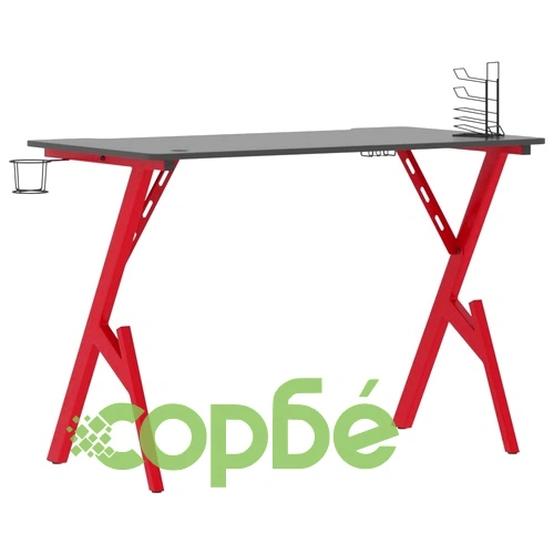 Гейминг бюро с Y-образни крака, черно и червено, 110x60x75 см ➤ топ цена ➤ sorbe.bg