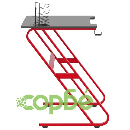 Гейминг бюро със ZZ-образни крака, черно и червено, 90x60x75 см ➤ топ цена ➤ sorbe.bg