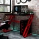 Гейминг бюро със ZZ-образни крака, черно и червено, 90x60x75 см