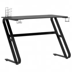 Гейминг бюро със ZZ-образни крака, черно, 110x60x75 см