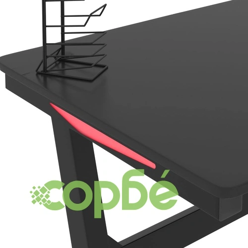 Гейминг бюро LED със Z-образни крака, черно, 90x60x75 см ➤ топ цена ➤ sorbe.bg