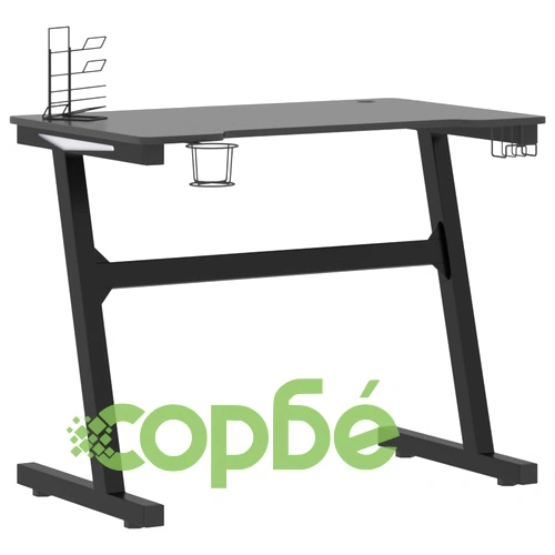 Гейминг бюро LED със Z-образни крака, черно, 90x60x75 см ➤ топ цена ➤ sorbe.bg