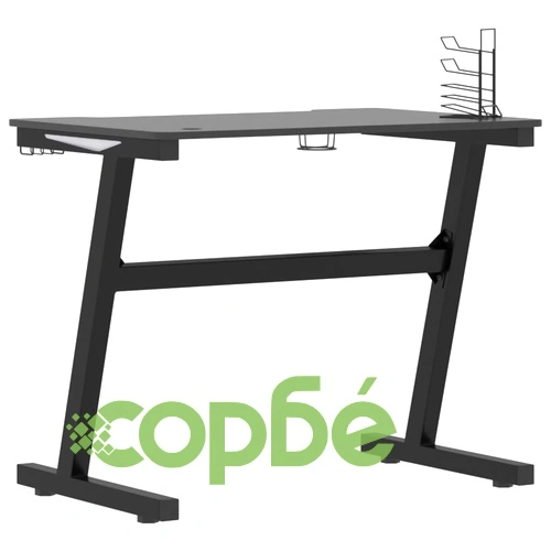 Гейминг бюро LED със Z-образни крака, черно, 90x60x75 см ➤ топ цена ➤ sorbe.bg