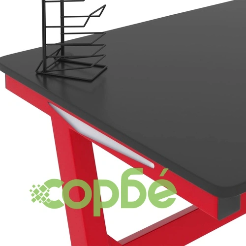 Гейминг бюро LED Z-образна форма черно и червено 90x60x75 см ➤ топ цена ➤ sorbe.bg