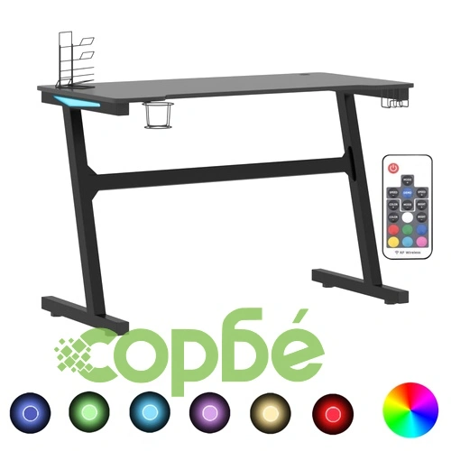 Гейминг бюро LED със Z-образна форма, черно, 110x60x75 см ➤ топ цена ➤ sorbe.bg