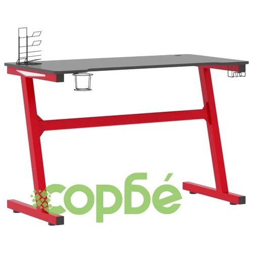 Гейминг бюро LED Z-образна форма черно и червено 110x60x75 см ➤ топ цена ➤ sorbe.bg