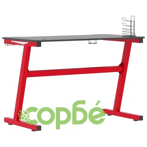 Гейминг бюро LED Z-образна форма черно и червено 110x60x75 см ➤ топ цена ➤ sorbe.bg