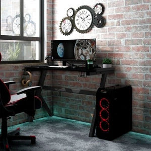 Гейминг бюро LED с Y-образни крака, черно, 90x60x75 см