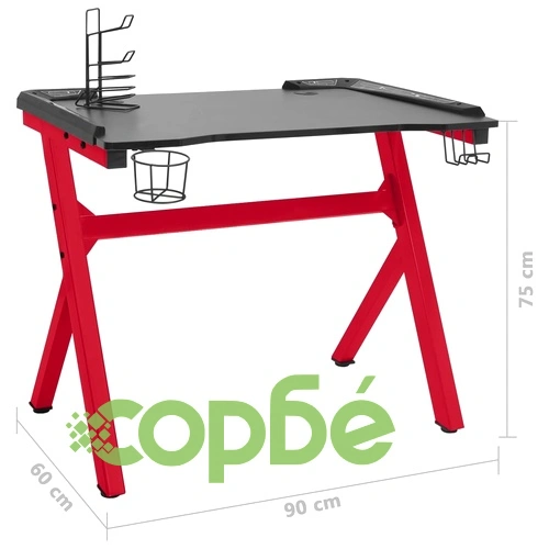 Гейминг бюро LED с Y-образна форма черно и червено 90x60x75 см ➤ топ цена ➤ sorbe.bg