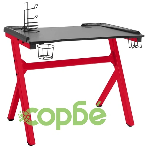 Гейминг бюро LED с Y-образна форма черно и червено 110x60x75 см ➤ топ цена ➤ sorbe.bg