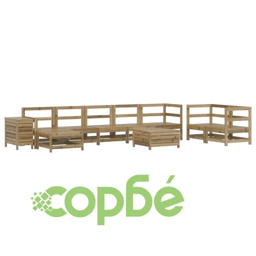 Градински комплект диван от 10 части, импрегниран бор ➤ топ цена ➤ sorbe.bg