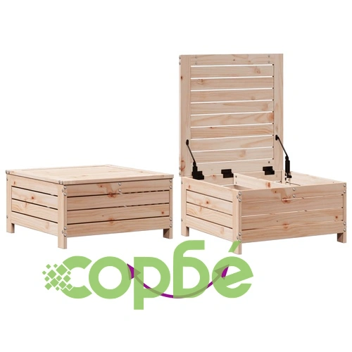 Градински лаундж комплект, 4 части, с възглавници, масив бор ➤ топ цена ➤ sorbe.bg