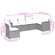Градински диван с възглавници, 6 части, полиратан, сив