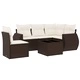 Градински комплект с възглавници, 6 части, кафяв, полиратан