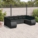 Градински комплект диван с възглавници 9 части черен полиратан