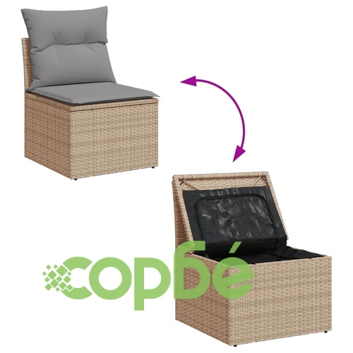 Градински диван с възглавници 10 части бежов микс полиратан ➤ топ цена ➤ sorbe.bg