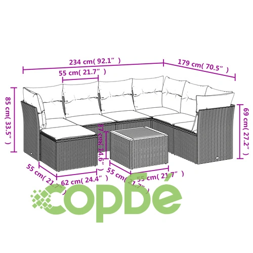 Градински диван с възглавници 8 части бежов микс полиратан ➤ топ цена ➤ sorbe.bg