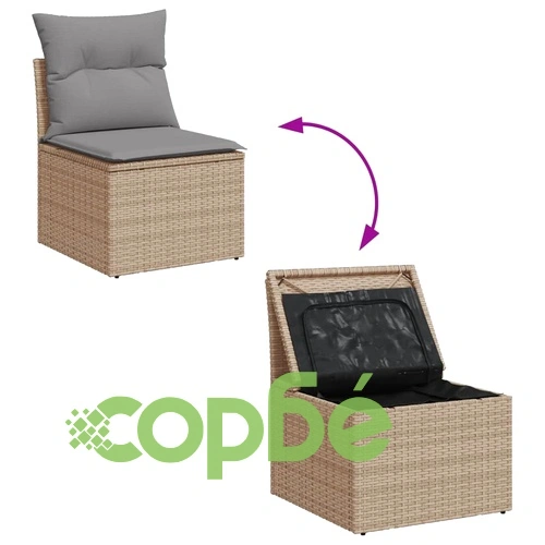 Градински диван с възглавници 8 части бежов микс полиратан ➤ топ цена ➤ sorbe.bg