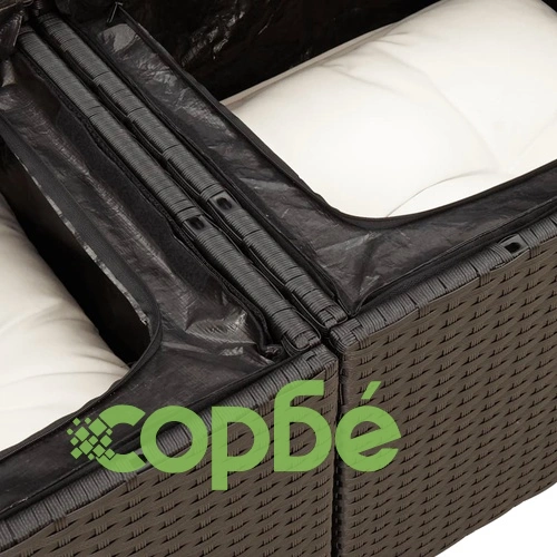 Градински диван с възглавници, 12 части, черен, полиратан ➤ топ цена ➤ sorbe.bg