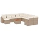 Градински диван с възглавници, 12 части, бежов полиратан