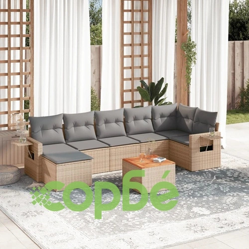Градински диван с възглавници 8 части бежов микс полиратан ➤ топ цена ➤ sorbe.bg