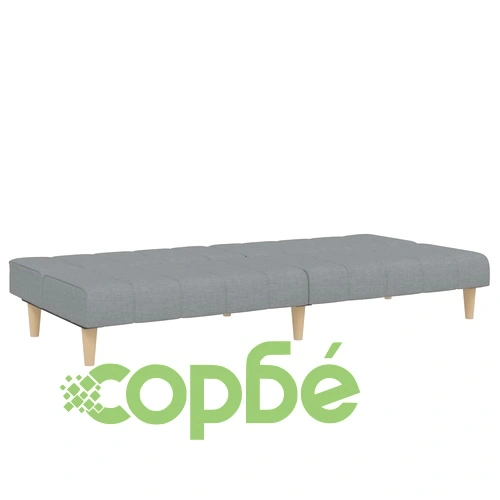 2-местен диван с табуретка, светлосив, текстил ➤ топ цена ➤ sorbe.bg