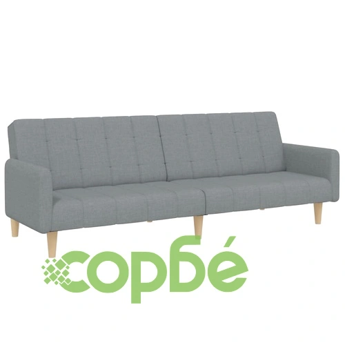 2-местен диван с табуретка, светлосив, текстил ➤ топ цена ➤ sorbe.bg