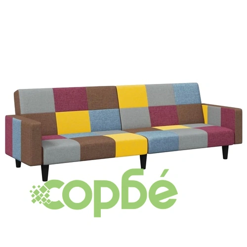 2-местен диван с табуретка, пачуърк, текстил ➤ топ цена ➤ sorbe.bg