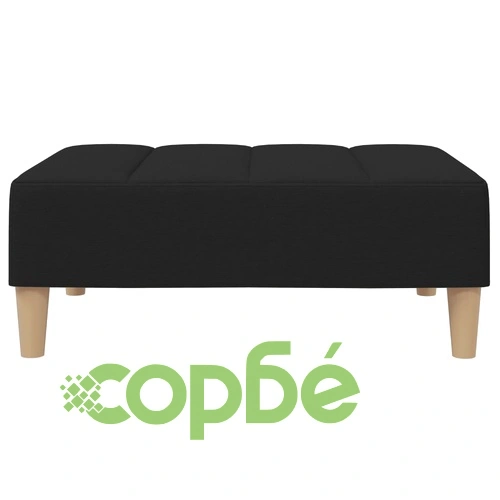 2-местен диван с табуретка, Черен, текстил ➤ топ цена ➤ sorbe.bg