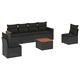 Градински комплект диван с възглавници 7 части черен полиратан