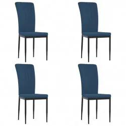 Трапезни столове, 4 бр, сини, кадифе