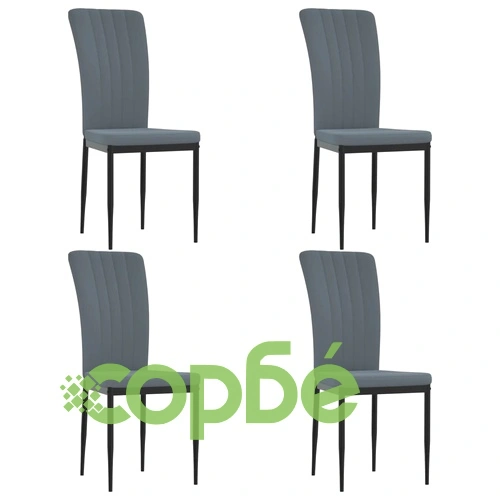 Трапезни столове, 4 бр, тъмносиви, кадифе ➤ топ цена ➤ sorbe.bg