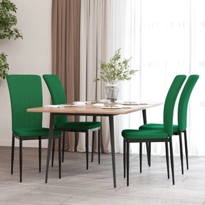 Трапезни столове, 4 бр, тъмнозелени, кадифе