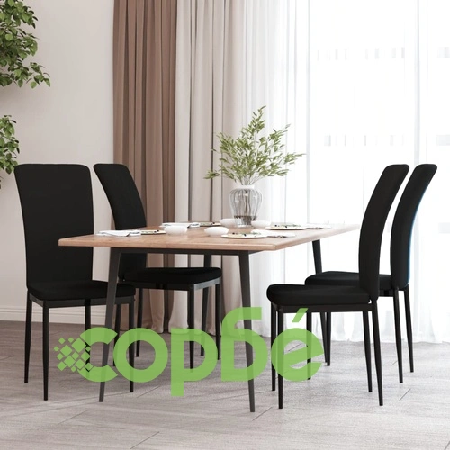 Трапезни столове, 4 бр, черни, кадифе ➤ топ цена ➤ sorbe.bg