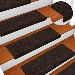 Изтривалки за стълби, самозалепващи се, 15 бр., 65x21x4 см, кафяви, с правоъгълен кант