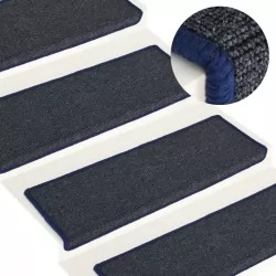 Постелки за стъпала, 15 бр, 65x21x4 см, сиво и синьо