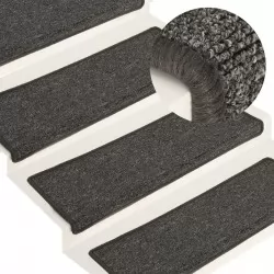 Постелки за стъпала, 15 бр, 65x21x4 см, сиво и черно